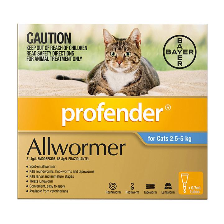 Profender Allwormer For Cats 2.5-5kg (Blue) 2 Pipettes