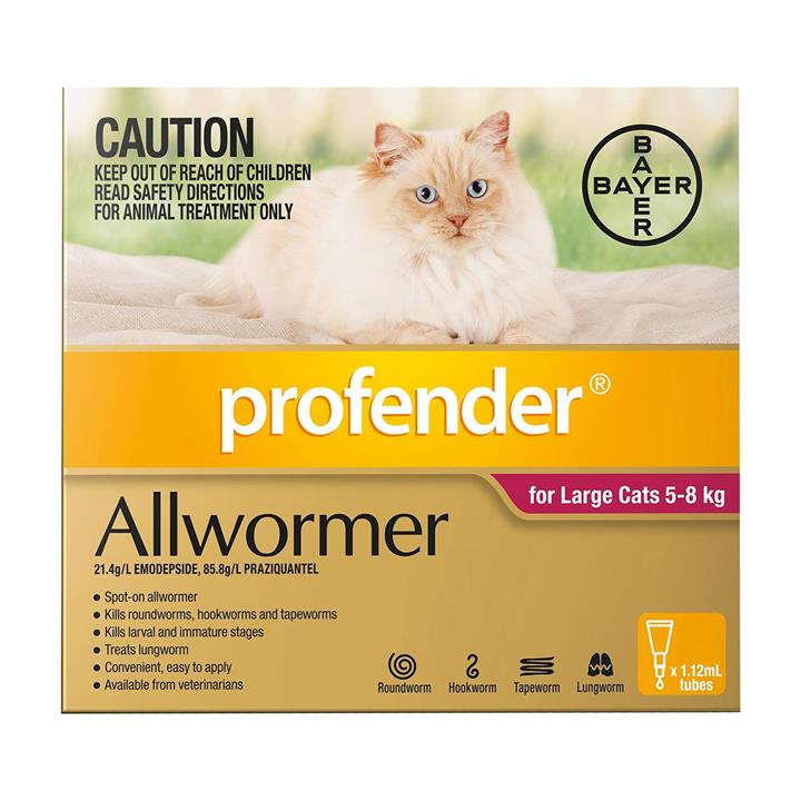 Profender Allwormer For Large Cats 5 To 8kgs (Red) 2 Pipettes