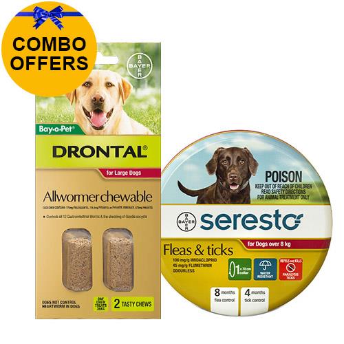 Seresto Collar + Drontal Allwormer Combo Pack For Dogs Over 8 Kg 1 Pack *