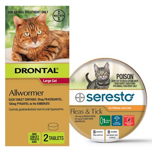 Seresto Flea Collar + Drontal Combo Pack For Cats 6kg 1 Pack *