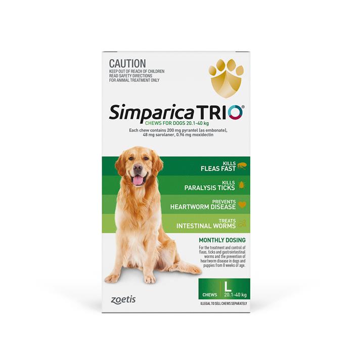 Simparica Trio For Large Dogs 20.1-40kg (Green) 6 Chews