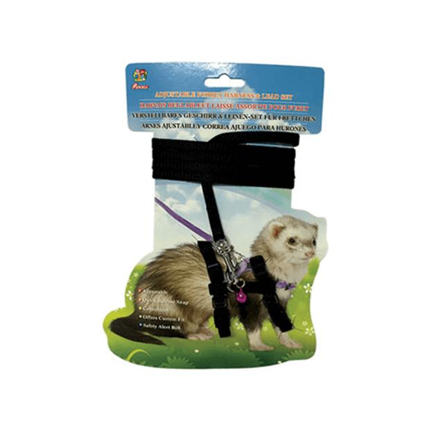 Small Animal Care Harness And Lead Set Ferret Black Each