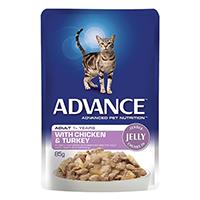Advance Chicken & Turkey In Jelly Adult Cat Wet Food Pouch 85gmx12 1 Pack
