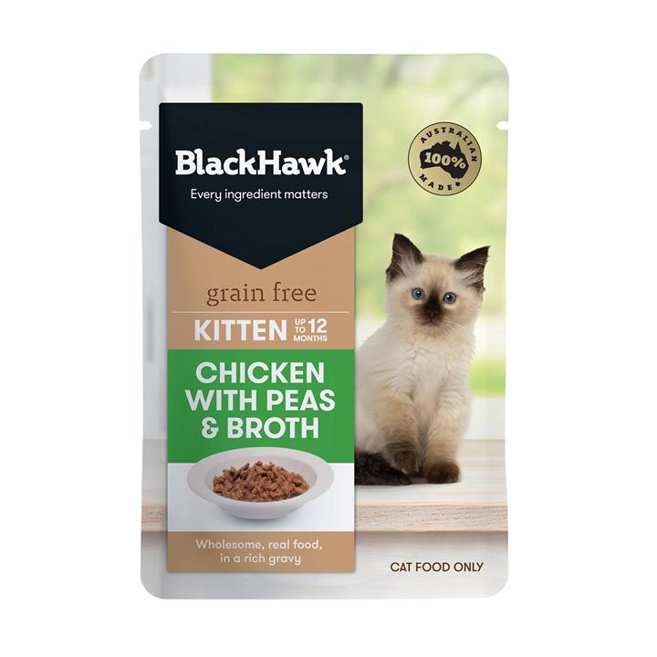Blackhawk Kitten Chicken/Peas/Broth 85g 12 Cans