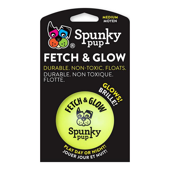 Spunky Pup Fetch & Glow Ball Medium (6cm) 2 Pack