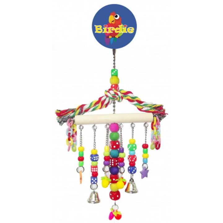 Birdie Large Hanger with Beads Dice Plastic Chain Bird Toy