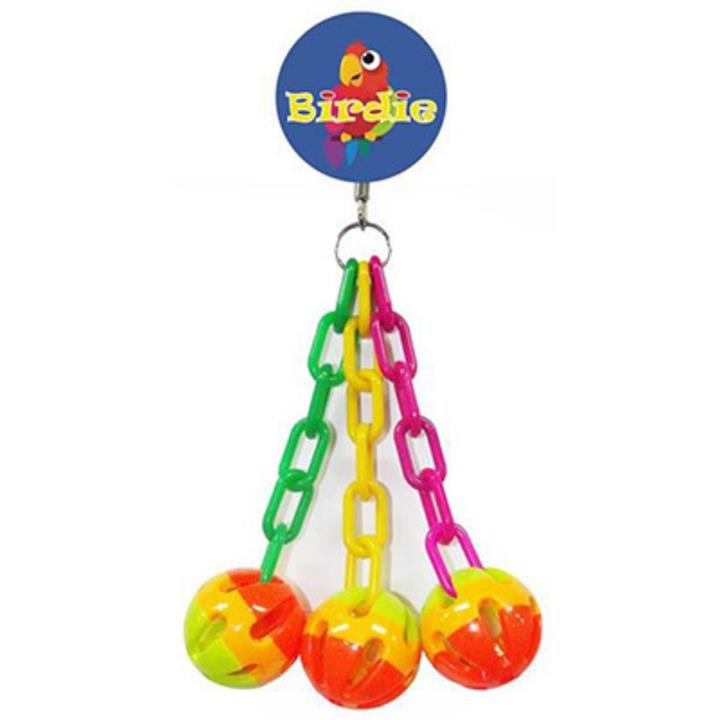 Birdie Medium 3 Balls with Plastic Chains Bird Toy