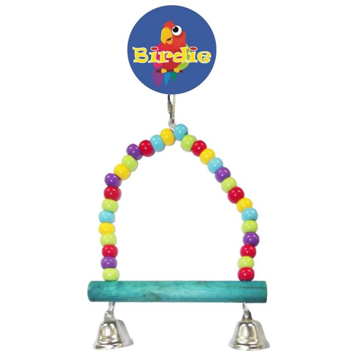 Birdie Small Beaded Swing with Bells Bird Toy