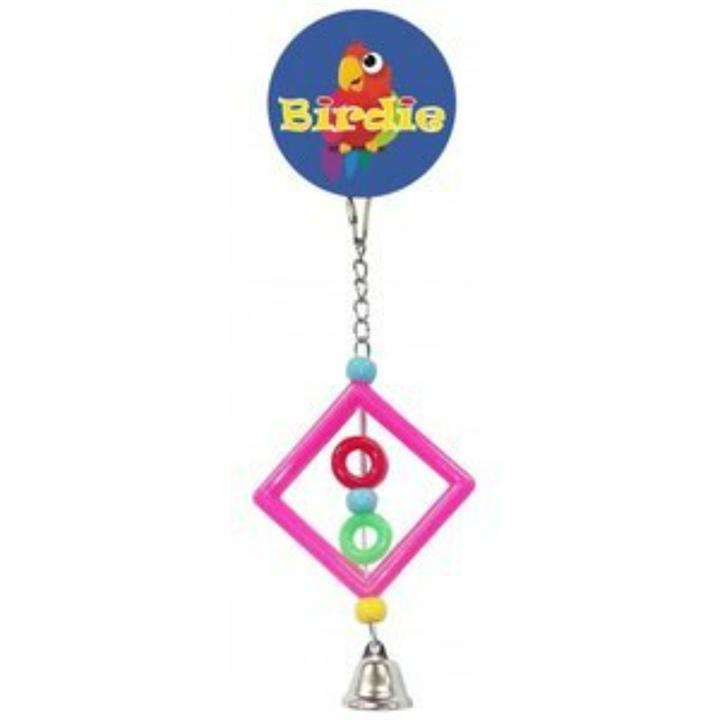 Birdie Small Plastic Squares with Beads Bell Bird Toy