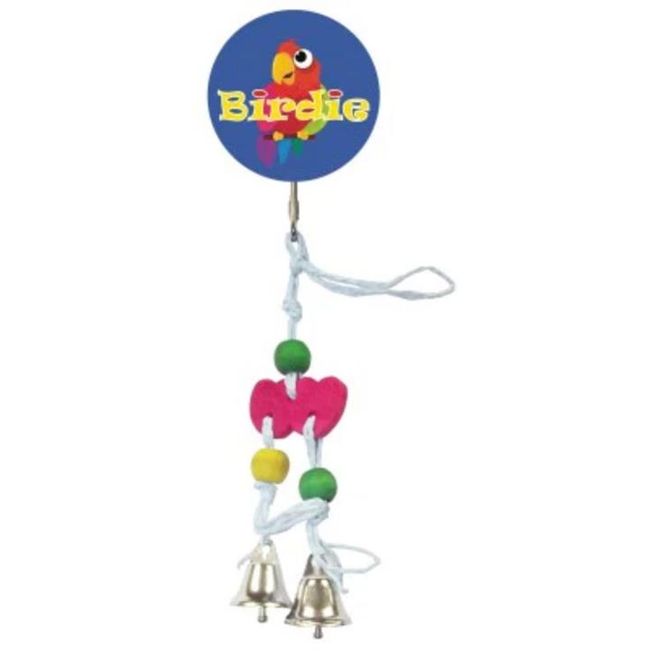 Birdie Small Sisal Hearts with Bells Bird Toy