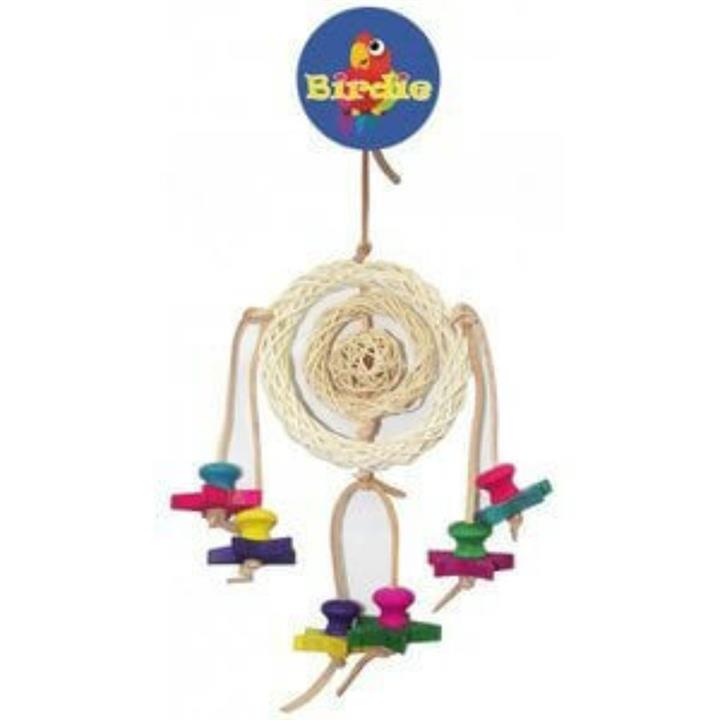 Birdie Wicker Ring with Moon Bird Toy