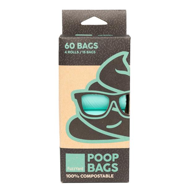 Fuzzyard Poop Bags Compostable 4 Rolls Per Box 60 Packs