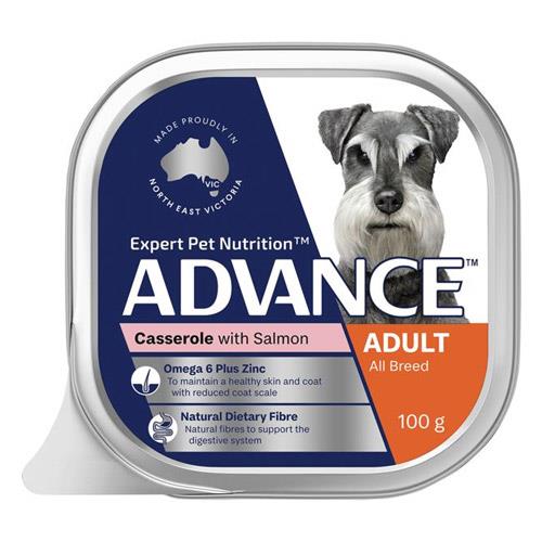 Advance Adult All Breed Casserole With Salmon Wet Dog Food 100gm 12 Pack