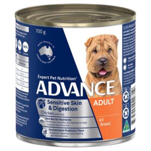 Advance Adult Sensitive All Breed Chicken And Rice Wet Dog Food Cans