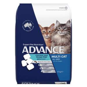 Advance Multi Cat All Ages Chicken And Ocean Fish Recipe For Fussy Eaters Dry Cat Food 8 Kg