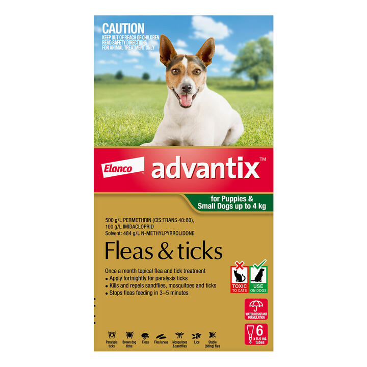 Advantix For Small Dogs & Pups Up To 4kg (Green) 12 Pack
