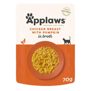 Applaws Natural Chicken Breast With Pumpkin In Broth Wet Cat Food 70gm 16 Pouches