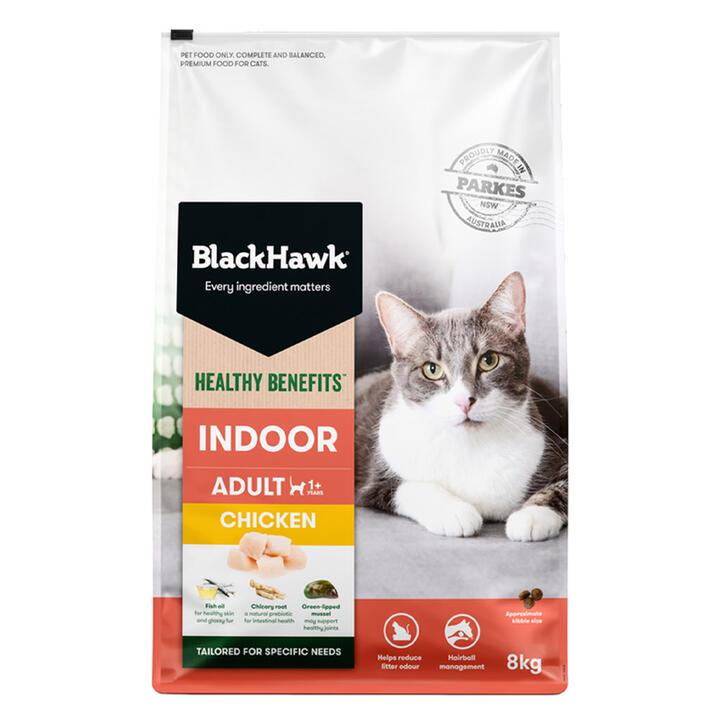 Black Hawk Healthy Benefits Indoor Adult 1+ Chicken Dry Cat Food 8 Kg