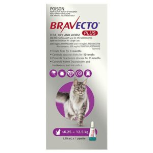 Bravecto Plus For Large Cats 6.25 - 12.5 Kg (Purple) 1 Pack