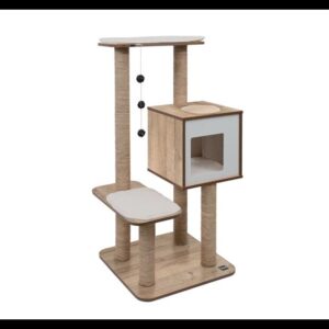Catit Vesper High Base Cat Tree And Scratcher Oak
