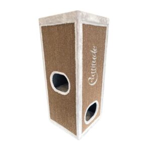 Cattitude Cat Scratcher Hideaway Luxe Tower Brown