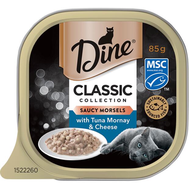 Dine Classic Collection Saucy Morsels With Tuna Mornay And Cheese Wet Cat Food Tray