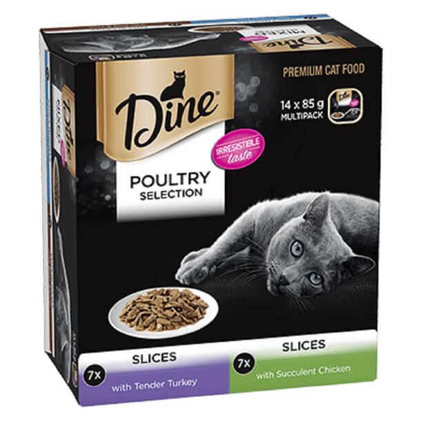 Dine Multipack Poultry Selection Slices Turkey And Chicken Wet Cat Food Tray