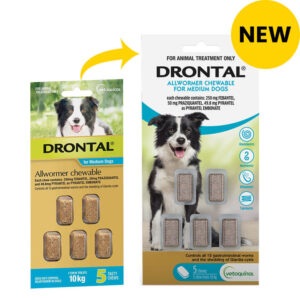 Drontal Wormers Chewable For Dogs Up To 10kg (Aqua) 20 Chews