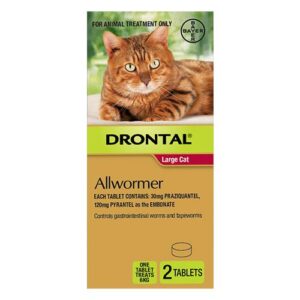 Drontal Wormers For Large Cats 6kg 2 Tablet