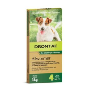 Drontal Wormers Tabs For Dogs 3kg (Green) 4 Tablets