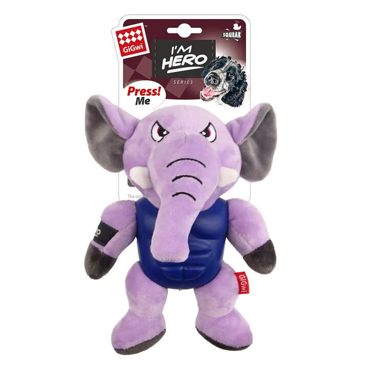 Gigwi Im Hero Plush Squeaker Toy For Dogs - Elephant 1 Pack