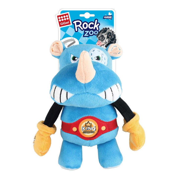 Gigwi Squeak Rock Zoo Toy For Dogs - Boxer Rhino 1 Pack