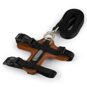 Hi Dream Leather Cat Harness And Leash Set Black