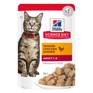 Hill's Science Diet Adult 1-6 Tender Chicken Dinner Wet Cat Food 85gm 12 Pouches