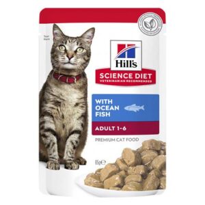 Hill's Science Diet Adult 1-6 With Ocean Fish Wet Cat Food 85gm 12 Pouches