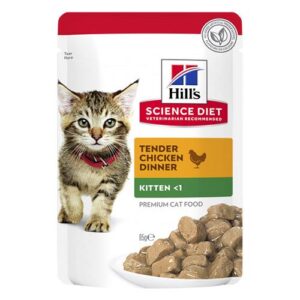 Hill's Science Diet Kitten Up To 1 Year Tender Chicken Dinner Wet Cat Food 85gm 12 Pouches