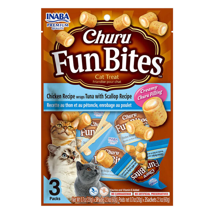 Inaba Churu Fun Bites Chicken Recipe Wraps Tuna With Scallop Recipe Cat Treat 3 Pack