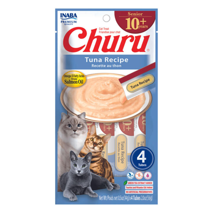 Inaba Churu Senior 10+ Years Tuna Recipe Cat Treat 4 Tubes