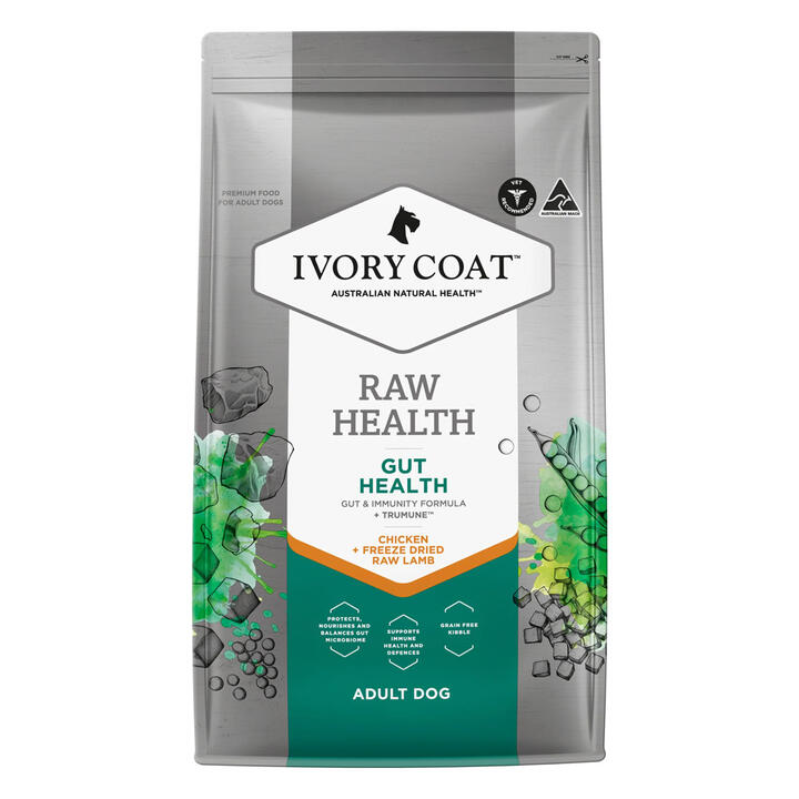 Ivory Coat Raw Health Gut Health Adult Chicken + Freeze Dried Raw Lamb Dry Dog Food 1.8 Kg
