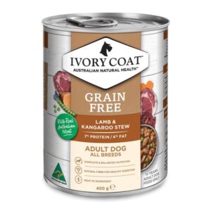 Ivory Coat Wet Dog Food Adult Lamb And Kangaroo Stew Can