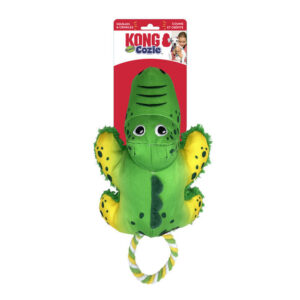 Kong Cozie Tuggz Crinkle Plush Squeaker Rope Tug Toy For Dogs - Alligator 1 X Small/Medium
