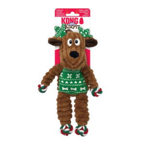 Kong Knots Floppy Squeaker Toy For Dogs - Xmas Reindeer 1 Pack