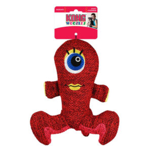 Kong Woozles Plush Squeaker Toy For Dogs - Red Alien 1 Pack