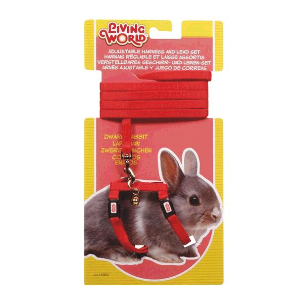 Living World Dwarf Rabbit Harness Lead Set Red