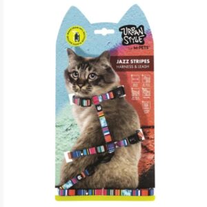 M Pets Urban Style Jazz Stripes Cat Harness And Leash Set