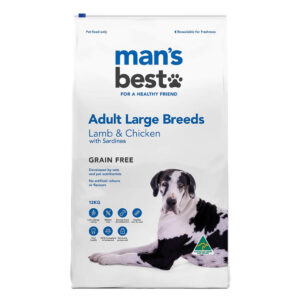 Mans Best Lamb And Chicken With Sardines Grain Free Large Breed Adult Dry Dog Food 12 Kg