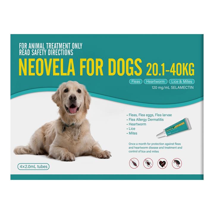 Neovela (Selamectin) Flea And Worming For Dogs 20 - 40 Kg Aqua 8 Pack