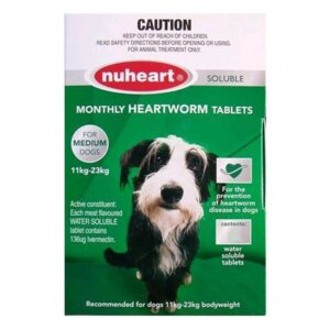 Nuheart For Dogs Generic Heartgard Tabs For Medium Dogs - 11 To 23kg (Green) 6 Tablets