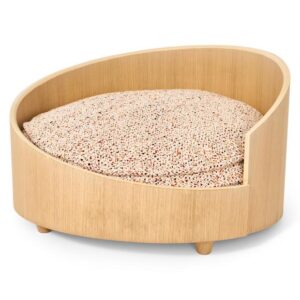 Nujiao Elevated Oak Wood Pet Bed Natural For Dogs And Cats