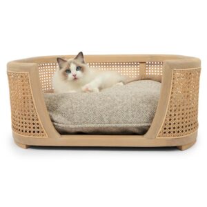 Nujiao Oak Wood Frame Pet Bed Grey